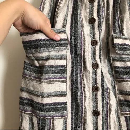 Gorman Woven Knit Textured Stripes Button Front Pockets Skirt Blue Size 0