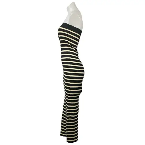 J.Crew Cyan Black White Striped Strapless Maxi Bodycon Sweater Tube Dress Size S