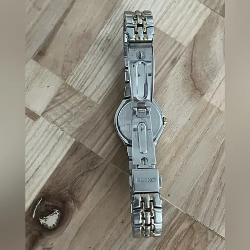 Seiko Ladies Watch 5 Bar Gorgeous White Dial Two-Tone Bracelet Date Window