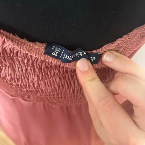 Abercrombie & Fitch  PETITE mini pink satin slip dress with adjustable straps.