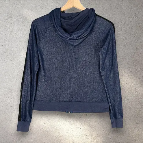 Bebe  Rhinestone Logo Zip Hoodie Women’s Small Dark Blue Y2K 2000 Retro Lace Trim