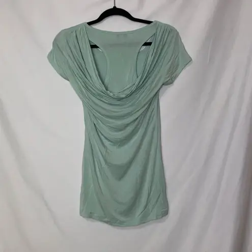 CAbi  Mint Green Draped Back Short Sleeve Shirt Womens XS Top Blouse Summer