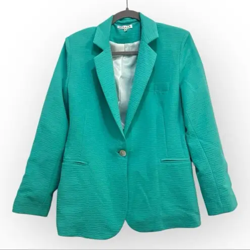 Oo La La Turquoise Textured Blazer | Size 8 | Single Button Blue