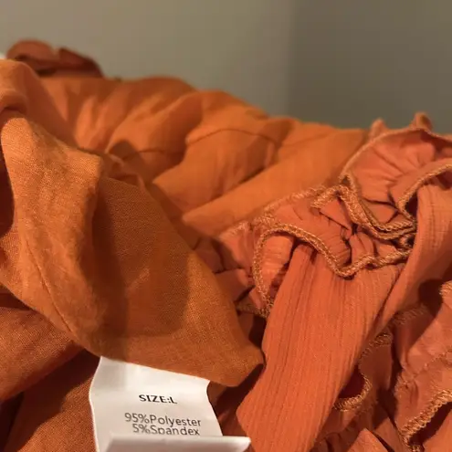 Tiered, ruffles, keyhole style dress Orange Size L