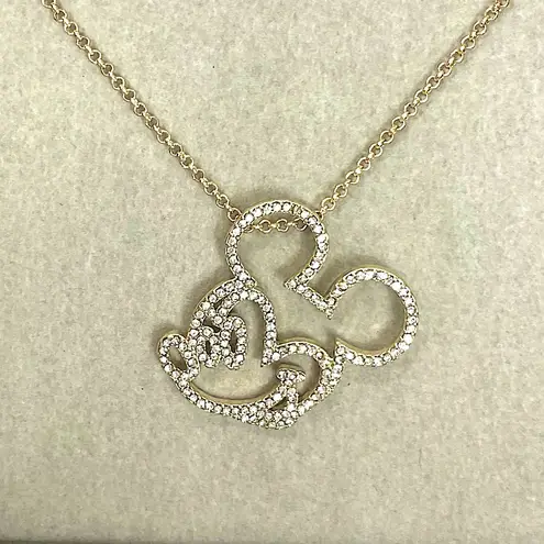 BaubleBar  X Disney Mickey Mouse Gold Pave Crystal Charm Pendant Necklace NWT