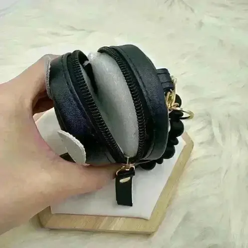 Owl Coin Card Mini Keychain Wallet Wristlet Black