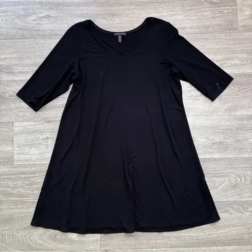 Eileen Fisher  Black Viscose Stretch Tunic Dress Medium