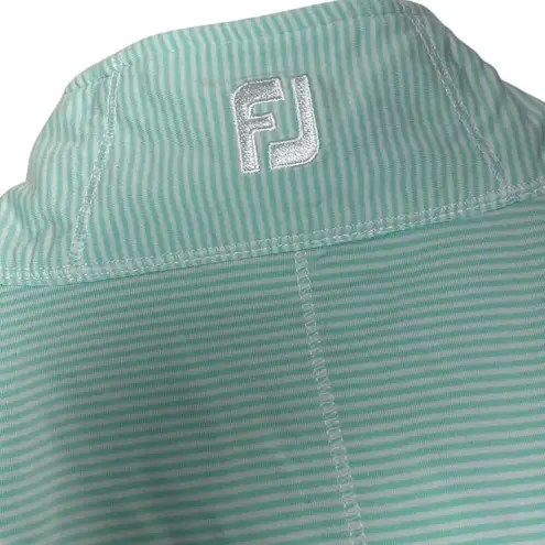 FootJoy  Womens M 1/2 Zip Performance Pullover Blue Mint Tonal Stripe Golf Sporty