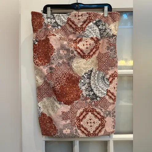 Torrid  Red and Gray Patchwork Pencil Mini Jersey Foldover Skirt Plus Size 2X