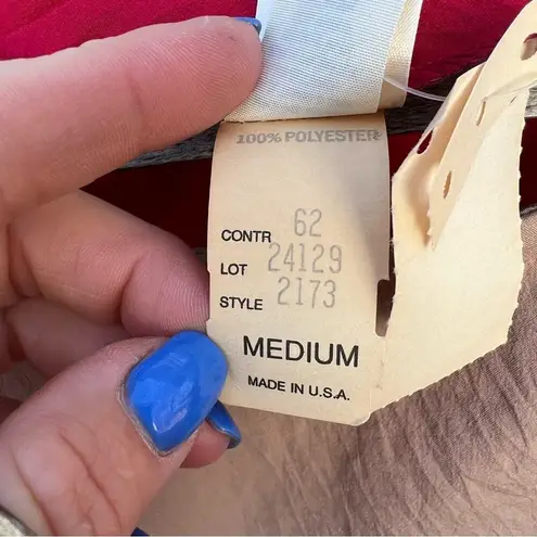 Vintage 80s Aztec southwestern colorblock embroidered windbreaker batwing blouse Red Size M