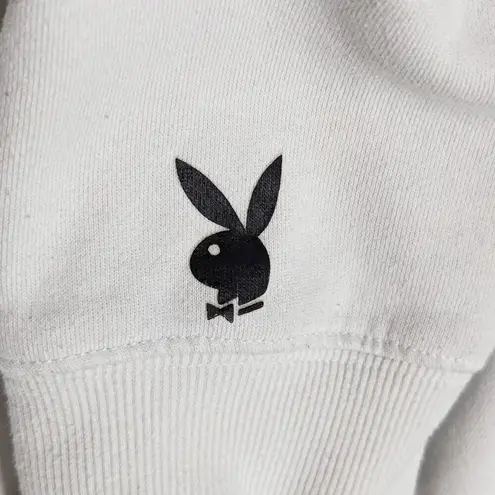 Playboy  X Pacsun Camper Oversized Hoodie Full Zip Jacket White Flower Medium