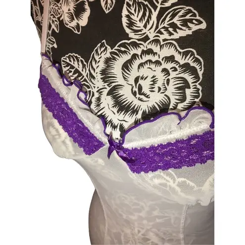 Baci Lingerie Night Gown Lace Sleepwear Sleep Dress Ruffles Purple Size undefined