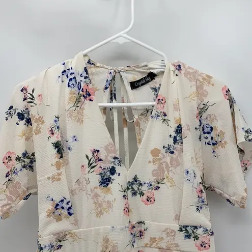 Crystal Sky jumpsuit wide leg open back tie waist spring floral Size undefined
