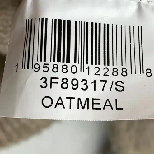 Fifteen Twenty Puff Sleeve Crewneck Sweater Ribbed Trim Wool Blend Oatmeal Small