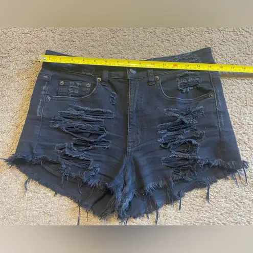 American Eagle  Outfitters Black / Dark Gray Distressed Denim Jean Shorts, Size 6