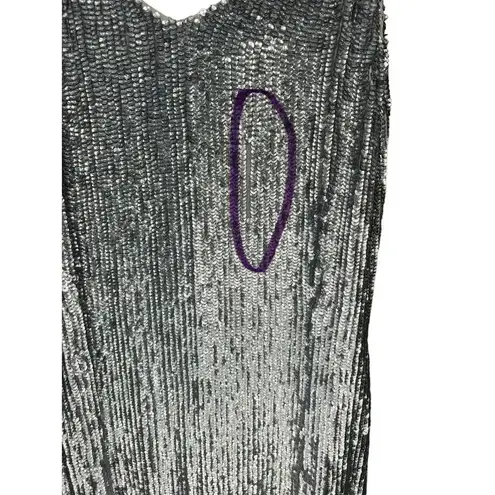 Retrofete Rebecca Grey Velvet Trimmed Sequined Chiffon Dress Silver Size XS