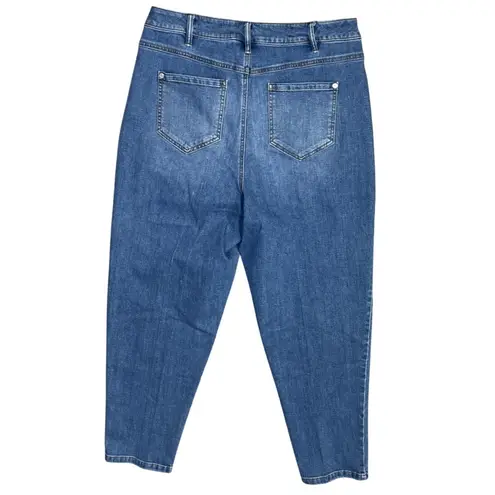 INC Denim Tapered Baggy Jeans Pleats Size 12 Light/Medium Wash