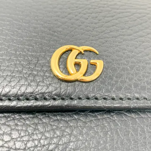 Gucci  GG Marmont Gold Logo Black Pebbled Textured Leather Continental Wallet