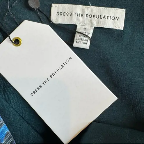 Dress the Population NWT  Bella Dress One Shoulder Blue Floral Maxi Size S