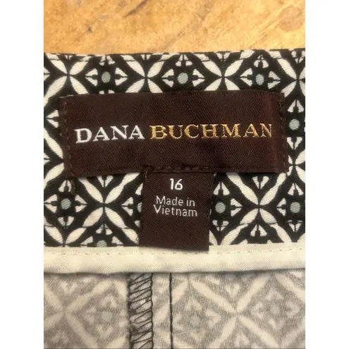 Dana Buchman Women’s Straight Dress Pants Black White Geometric Size 16 (5925)