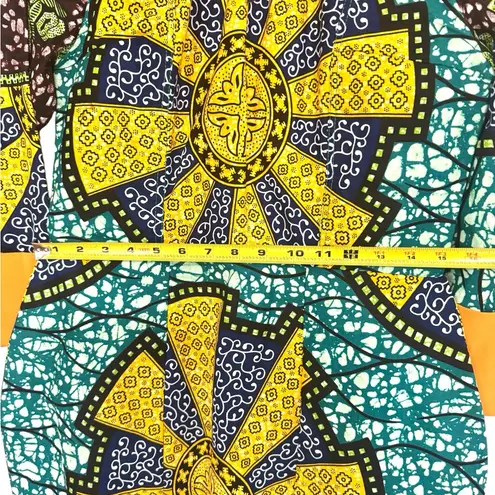 Handmade Colorful African Print Geometric Dress with Yellow Details