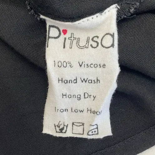 Pitusa Summer Nights Off Shoulder Strappy Mini Dress Swim Cover Black Multi