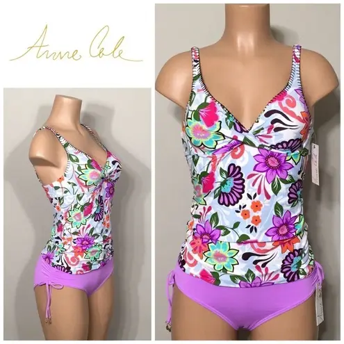Anne cole floral lilac tankini set. 32/34-S. NWT
