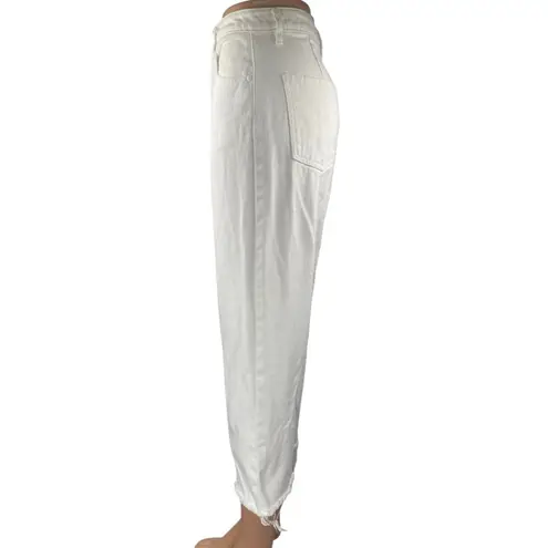 Afends White Straight Leg High Waist Frayed Raw Hem Crop Trousers Jeans Pants 4