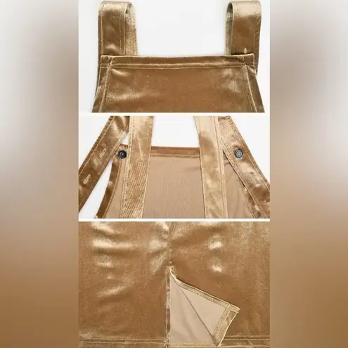 NWOT Velour Overall Maternity Dress Gold Size M