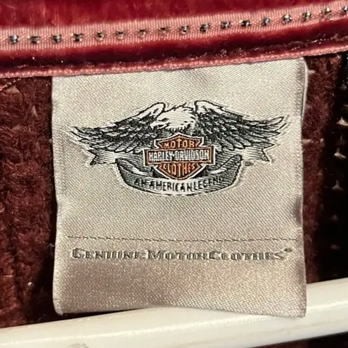 Harley Davidson Women’s Size Medium Shawl Collar Sweater Burgundy Wine Bikercore Red