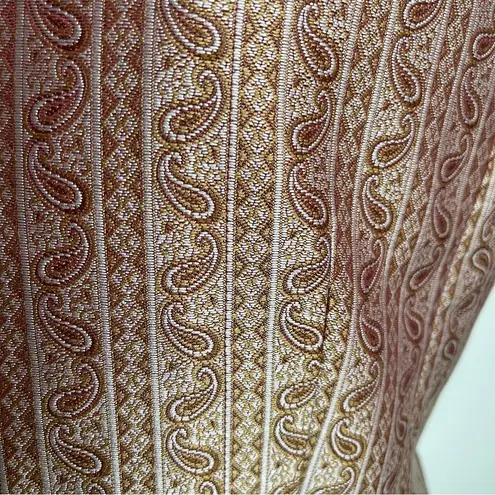 Rena Rowan Vintage 80s Saville Paisley Button Up Crop Vest Brown Green 8 Petite