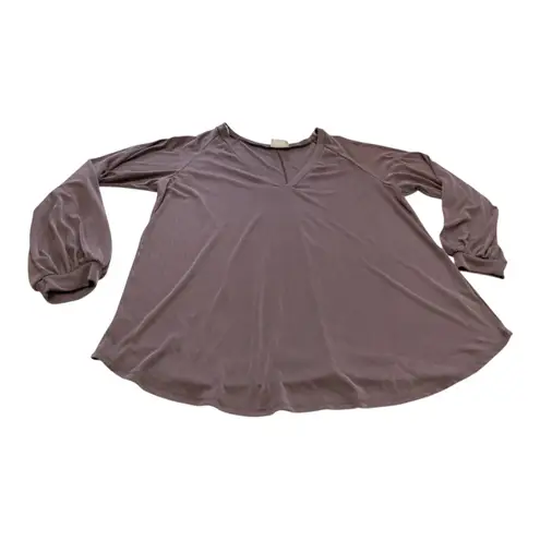 1.4.3. Story by Line Up Womens Long Sleeve V Neck Waffle Knit Top Mauve Size L - Image 5