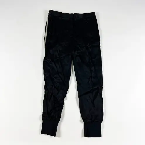 3.1 Phillip Lim Satin Beaded Tuxedo Stripe Trim Ankle Cropped Jogger Pants Black