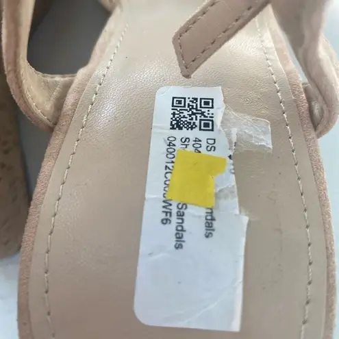 DS Women’s Faux Suede Cork Wedge Sandals Charles Style Straps Round Toe Tan Pink Size 9.5