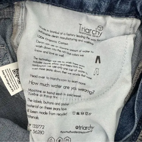 Triarchy  Medium Indigo Wide Leg Organic Cotton Jeans High Rise Ms Fonda