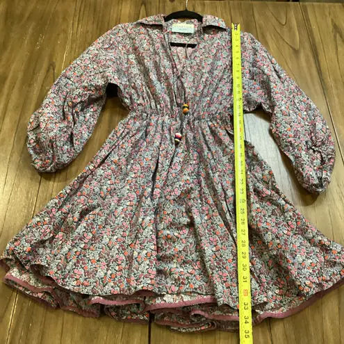 Tish Cox cotton Merry & Me Floral Cinched Waist Fit Flare Mini Dress Red Fall XS