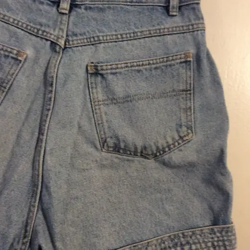 High Waist vintage Honors womens 4" inseam short button front cuffed hem size 14 Blue - Image 6