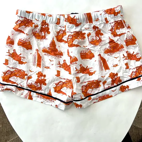 Katie Kime Austin Toile Pajama Shorts in Burnt Orange White Size Small