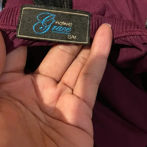 Grace Women's Plum Black Floral Lace Low Cut Maxi Dress Sexy Romantic S/M Purple Size undefined