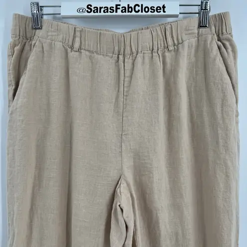 Quince  100% European Linen Pants in Driftwood Tan Cropped Women's Size Large