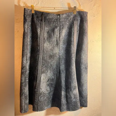 Skirt midi maxi Gray Patterned Brocade Women's Skirt blue grey fringe 12 lined