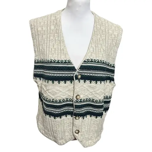 Croft & Barrow Vintage  Sweater Vest L Chunky Knit Fair Isle Grandpa Core thumbnail 2