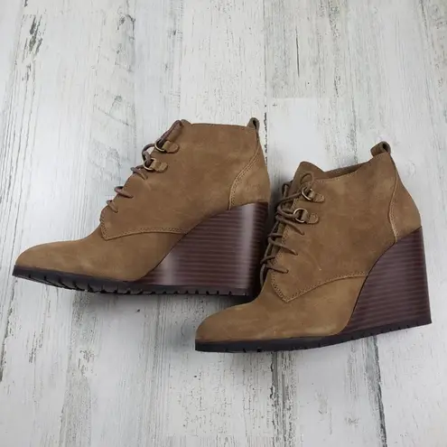 Splendid NWOB  Paris Brown Suede Lace-Up Wedge Ankle Bootie Women’s Size 9