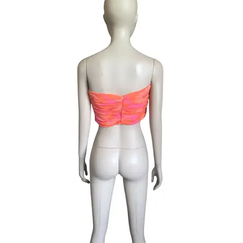 ZARA  Orange and Pink Floral Corset Crop Top