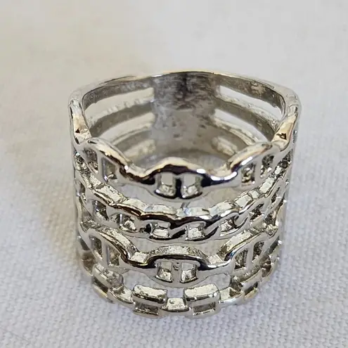 Silver Multi Chain Link Ring
