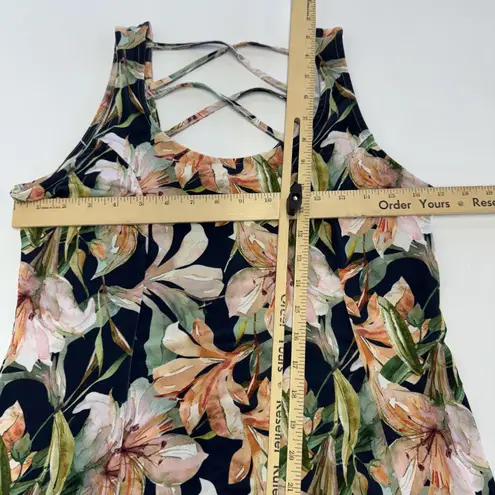 LASCANA Dress Womens 8 Navy Blue Floral Strappy Crisscross Back A