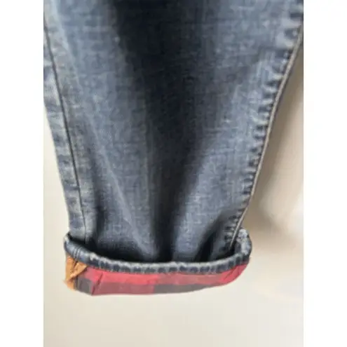 NWT LL Bean Womens Sz 6 Vintage Indigo Flannel Lined Boyfriend Low Rise Jeans
