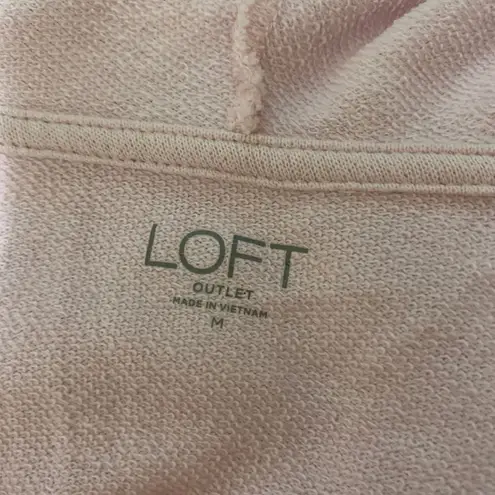 Loft  Women's French Terry V-Neck Cropped Cotton Blend Hoodie Sweatshirt Pink - M