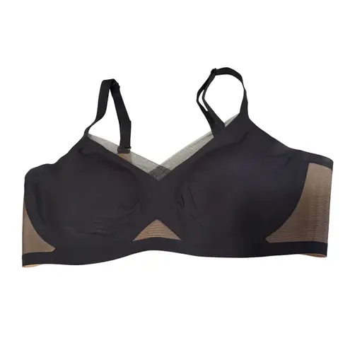 Honeylove Black Crossover Bra Comfortable Everyday Support Sheer Mesh Wireless Size L