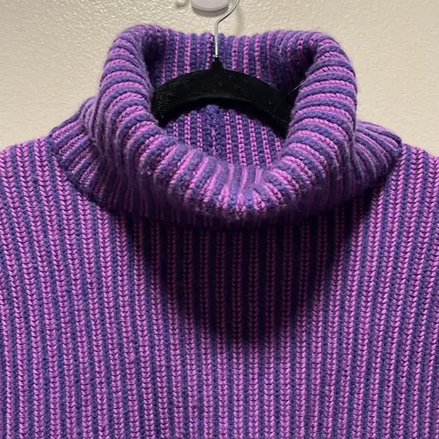 NAADAM Purple Two Tone Turtleneck High/Low Sweater, Wool/Cashmere Blend, Size S
